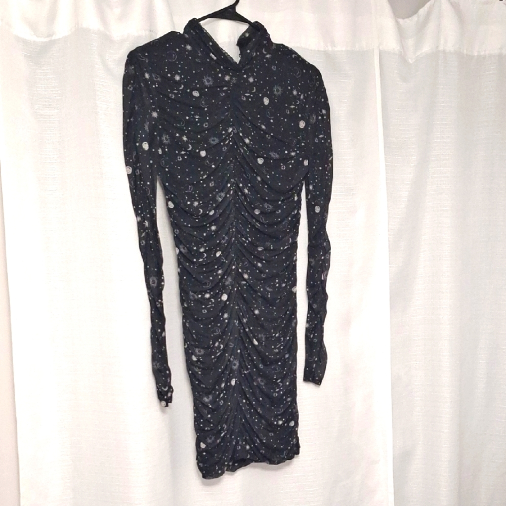 Ruched Mesh Black Celestial Dress